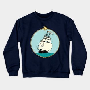 Three Master Sailing Ship in Sea Crewneck Sweatshirt